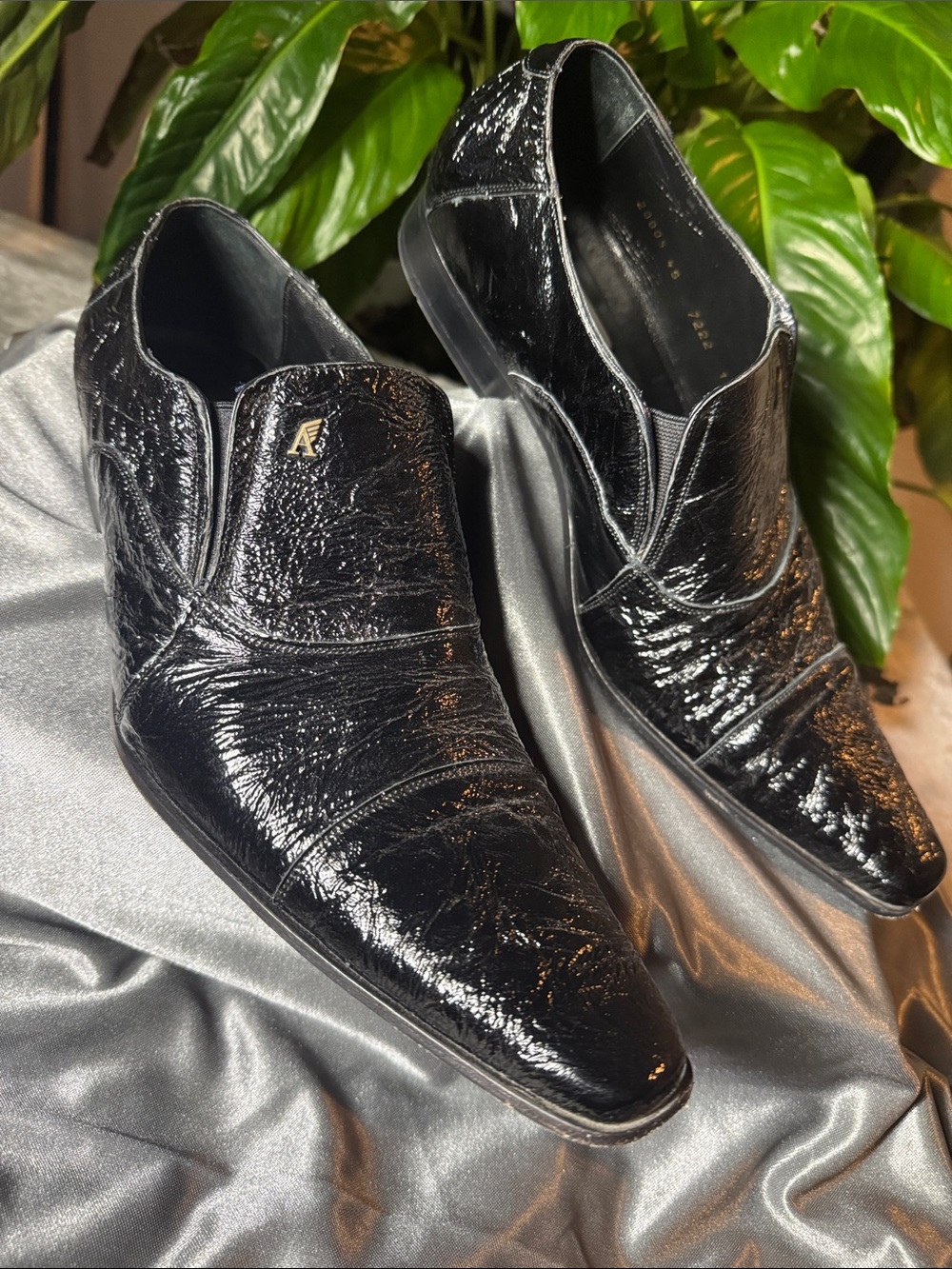 Angel Infantes Slip-On Black Patent Leather Shoes - Men's Size EU 45 / US 11.5